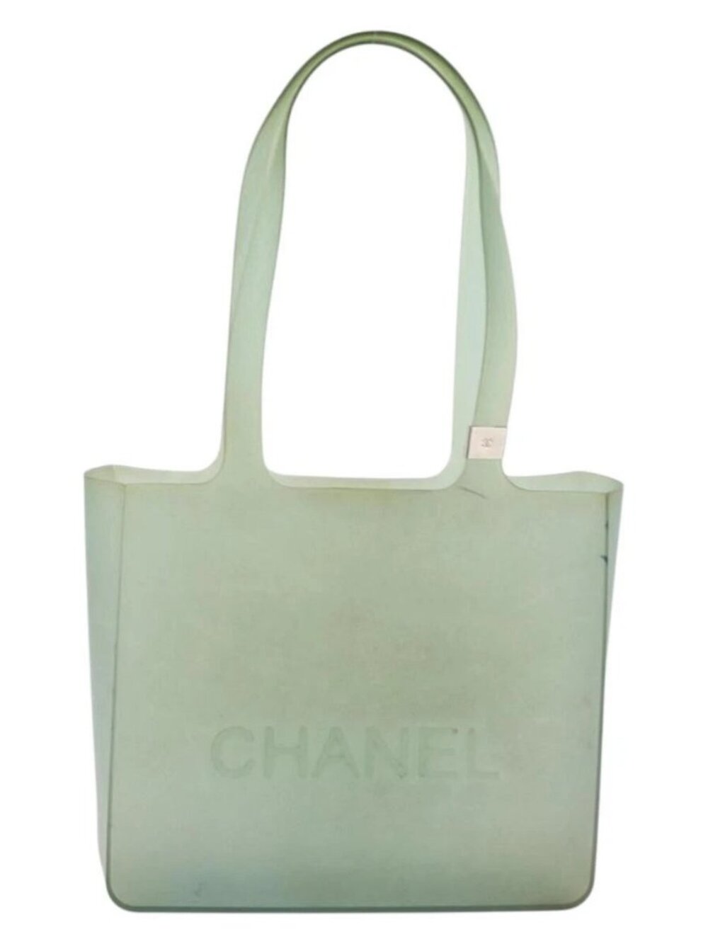 CHANEL Tote Bag Rubber Green CC Auth LNZ300 - Picture 2 of 14